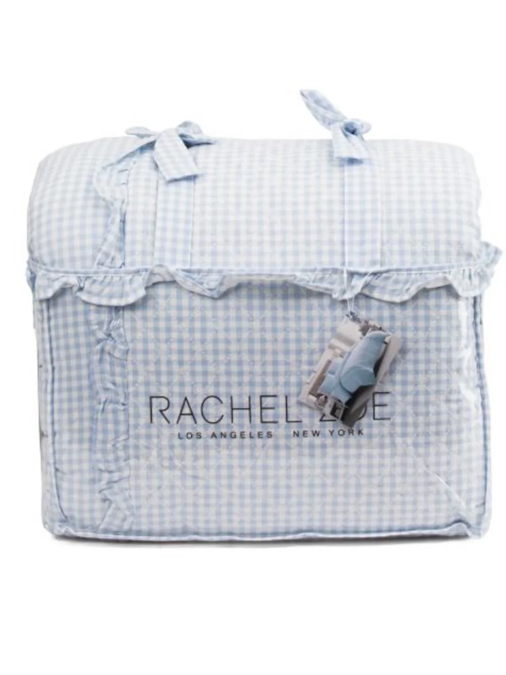Rachel Zoe Blue Gingham Comforter Set with Ruffle Trim